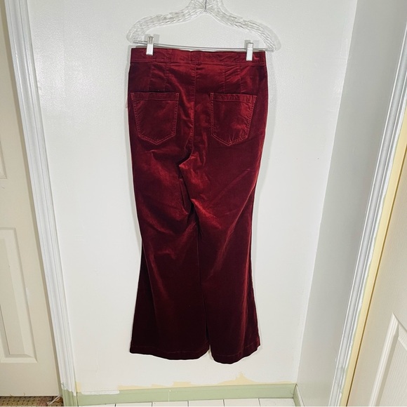 NEW Anthropologie Pilcro Pull-On Mid-Rise Retro Flare Velvet Jeans Chestnut - Picture 6 of 8